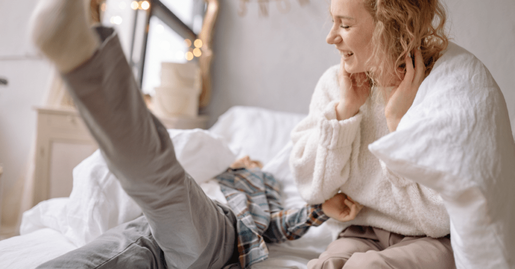 Morning Sensory Dysregulation 5 mom waking up her child in the morning with silliness to help regulate morning meltdowns