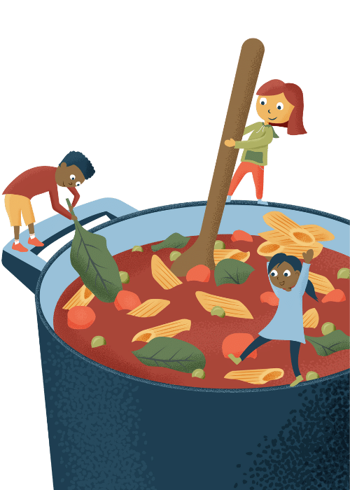 kids making soup