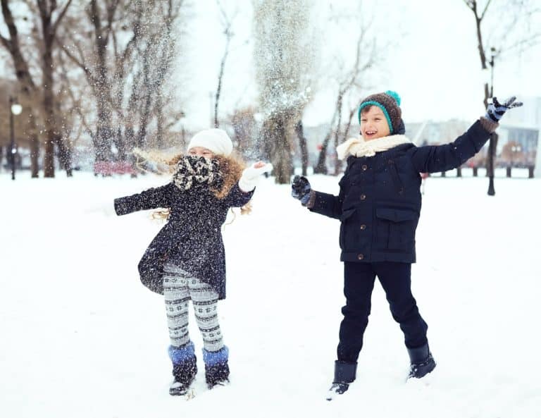 two kids in the snow