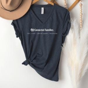 Connected Families 4 Messages V-Neck T-Shirt (Heather Navy)